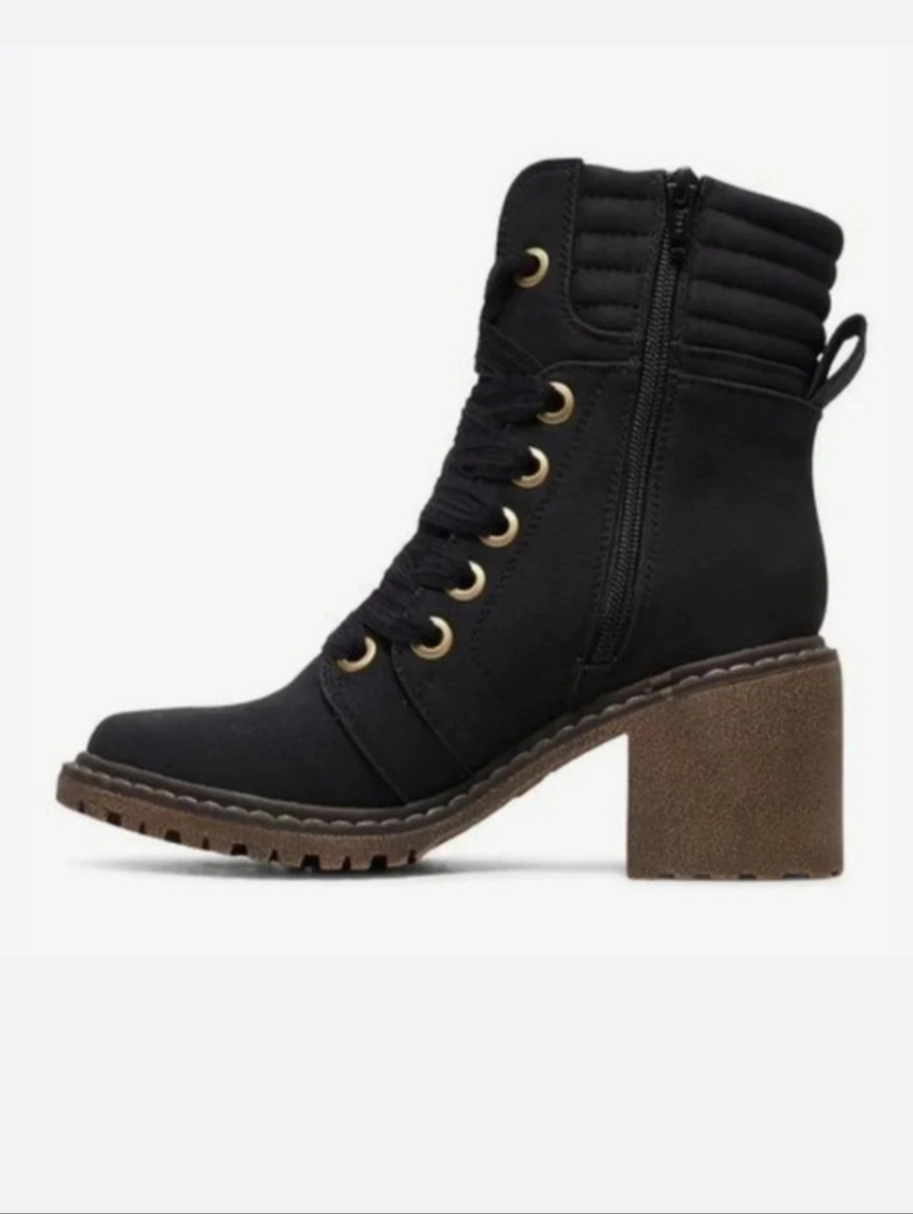 Roxy Eddie Heeled Lace Up Bootie Vegan Leather Black Size 6